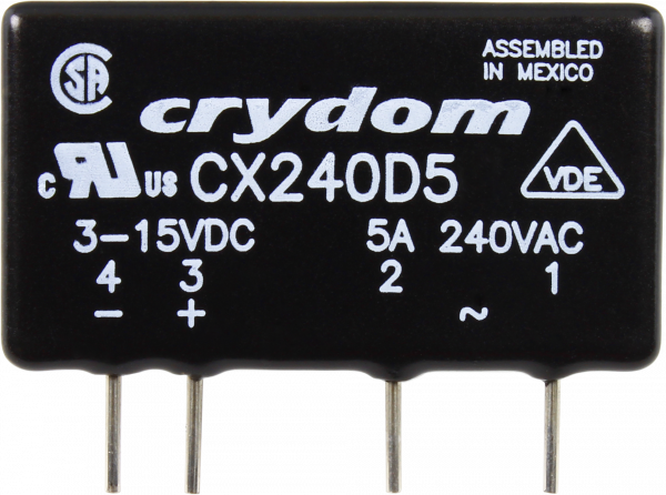Crydom CX240D5 5A 240VAC Zero-Cross Solid State Relay for Resistive Loads (Type B)